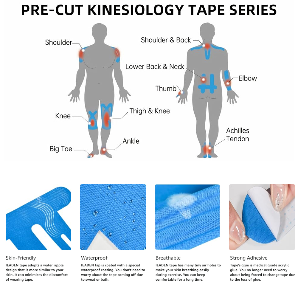 10PCS Precut Kinesiology Tape  - огляд і ціна Sports Taping Precut
